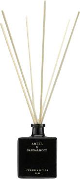 Cereria Molla Reed Diffuser Amber & Sandelwood mit Rattanstäbchen in Schwarz - Bild 1