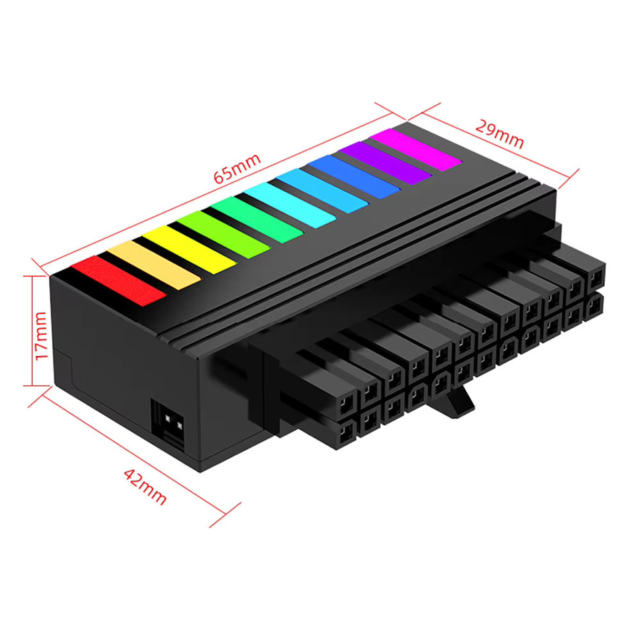 ATX 24-poliger 90-Grad-Stromanschluss Adapter mit 5V 3-poligem ARGB Anschluss in Schwarz für Desktop-PC Motherboards - Bild 4