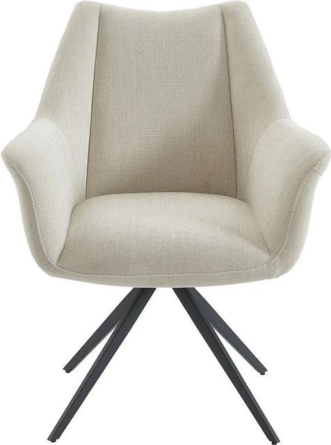 Stuhl Kardesa von Maison Céphy in Beige mit Armlehnen aus Stoff und Metall, Höhe: 68,5 cm - Bild 1