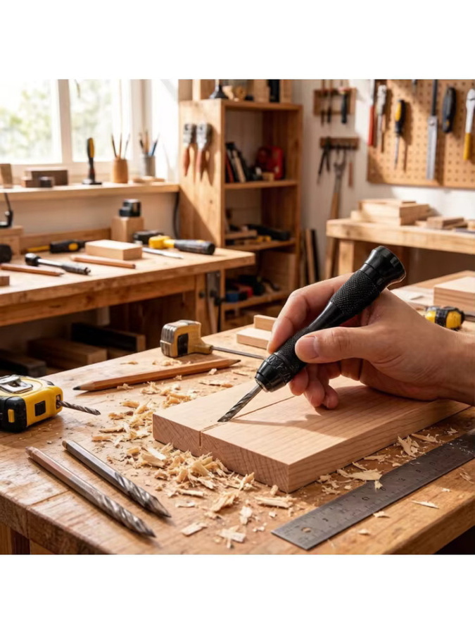 10-teiliges Mini-Handbohrer-Set in Schwarz für die Holzbearbeitung mit Spiralbohrern - Bild 6