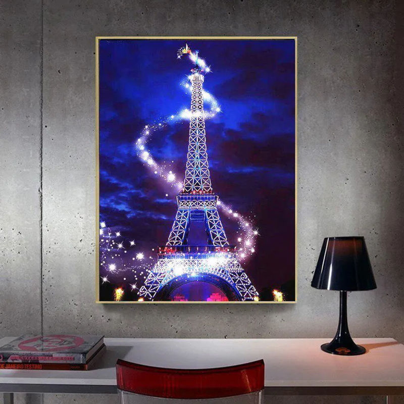 Diamond Painting Set FIYO Landschaft mit Stadtmotiv in Blau, Querformat, B/H: 30 x 20 cm - Bild 2