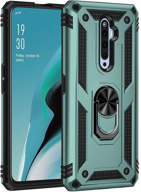 Stoßfeste Schutzhülle für OPPO Reno 5Z in Grün mit magnetischem Fingerringhalter - Bild 1