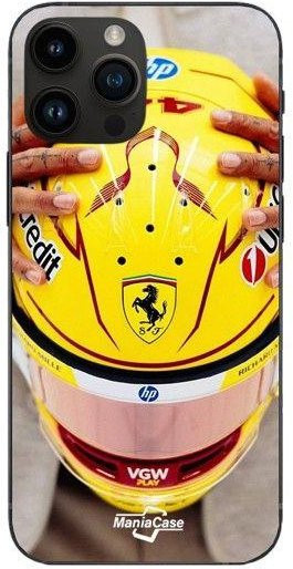 Ferrari Handyhülle für iPhone 13 Pro Max aus flexiblem Silikon in Schwarz und Gelb Hamilton 44 - Bild 1