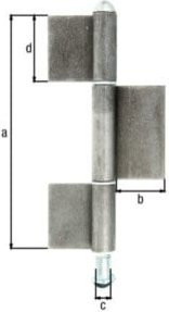 GAH Alberts Konstruktionsband 3-teilig zum Anschweißen aus Stahl in Grau, Rundkopf, B/T/H: 70 x 50 x 24 mm - Bild 1