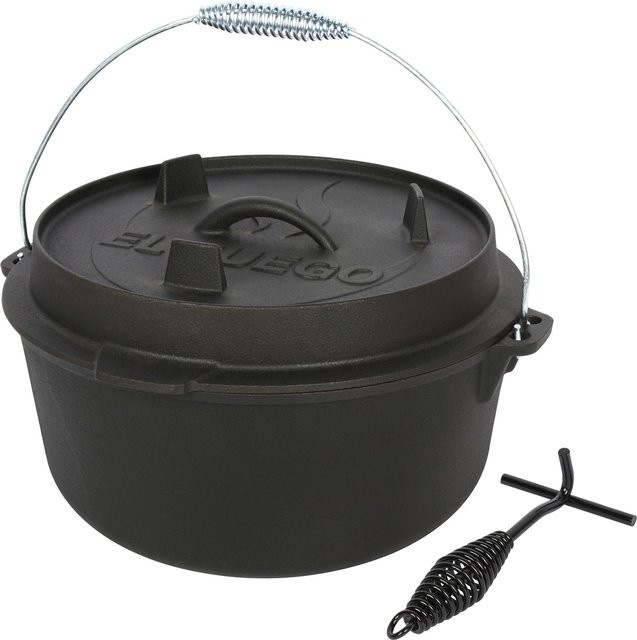 El Fuego Dutch Oven aus Gusseisen in Schwarz mit 13,6 l Volumen - Bild 1