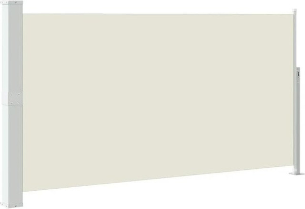 vidaXL Seitenmarkise aus Polyester mit automatischem Aufrollmechanismus, Farbe: Cremeweiß, B/H: 300 x 160 cm