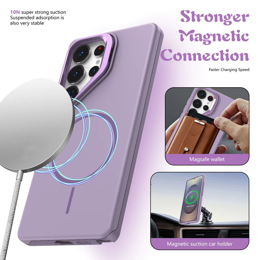 Magnetische Handyhülle für Samsung Galaxy S26 S25 S24 S23 S22 Ultra Plus FE mit Objektivschutz und Ständer, MagSafe kompatibel, Blau - Bild 3