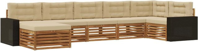 vidaXL Outdoor-Sofagarnitur aus Massivholz Akazie mit 7 Kissen in Natur und Beige - Bild 1