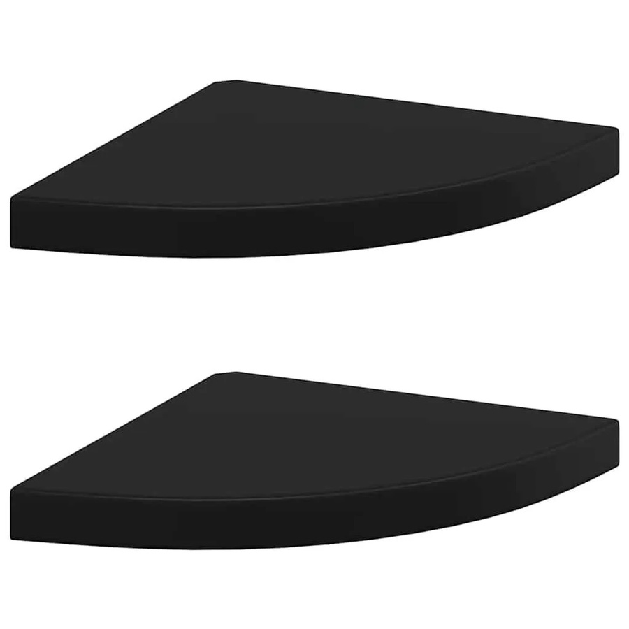 vidaXL Eck-Schweberegale Set aus MDF und Metall, 2 Stück, Schwarz, B/T/H: 35 x 35 x 3,8 cm - Bild 2