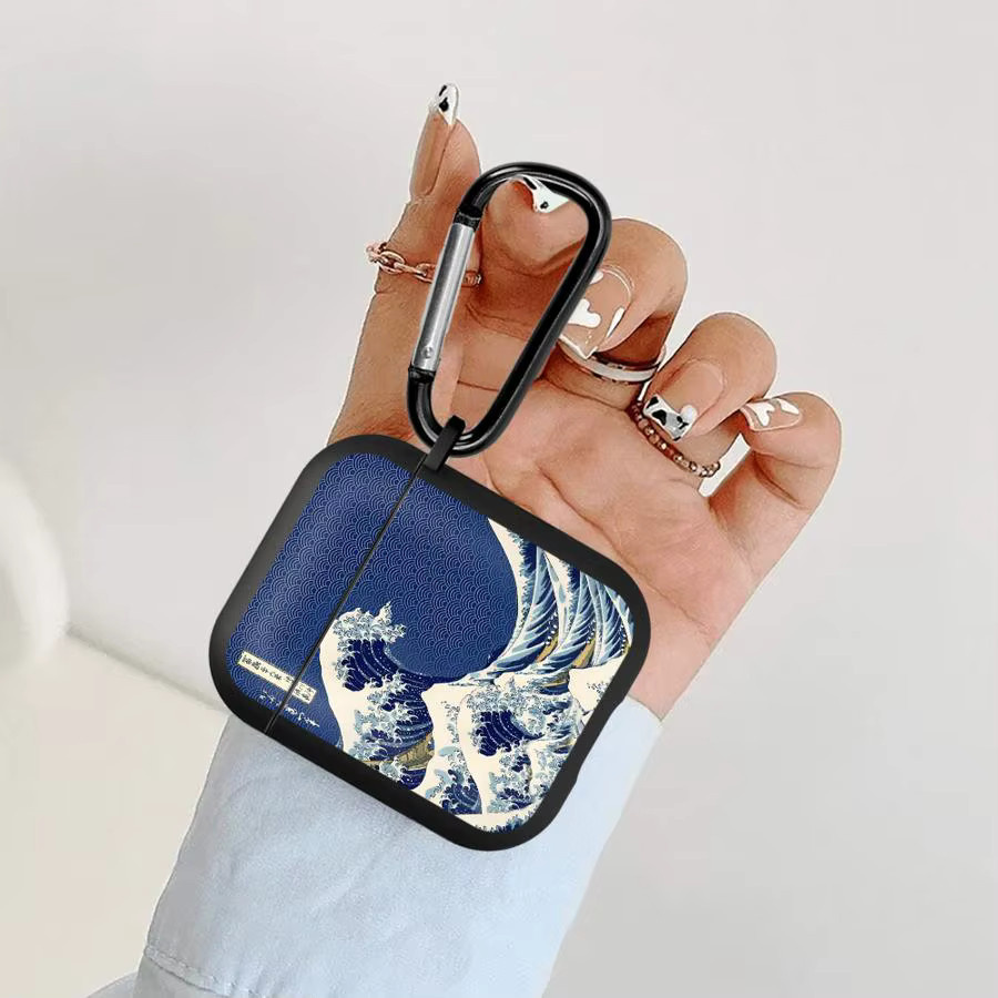 Cartoon Ozean Tsunami Schutzhülle für Apple AirPods 3, 2, 4 und Pro (Blau) - Bild 2