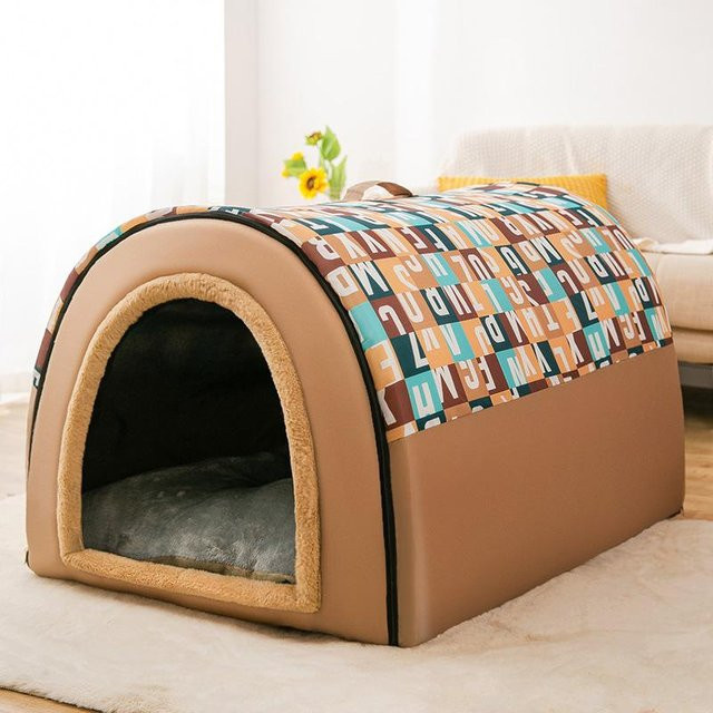 Warmes Hundehaus mit Blumenmuster von Household supplies MH, waschbares Haustierbett für große und mittelgroße Hunde in Multicolour - Bild 1