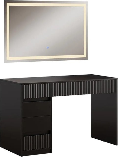 Vicco Schminktisch Omira Schwarz mit LED-Spiegel, Breite: 120 cm, Tiefe: 55 cm, Höhe: 76 cm - Bild 2