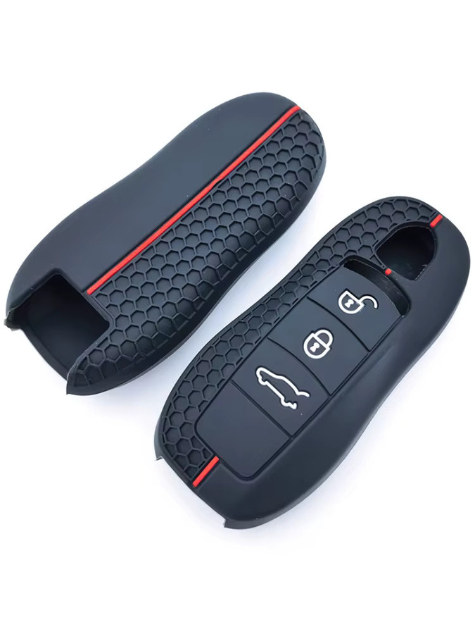 Schlüsselhülle für Porsche Cayenne Panamera Macan Cayman 911 718 918 958 in Schwarz - Bild 5