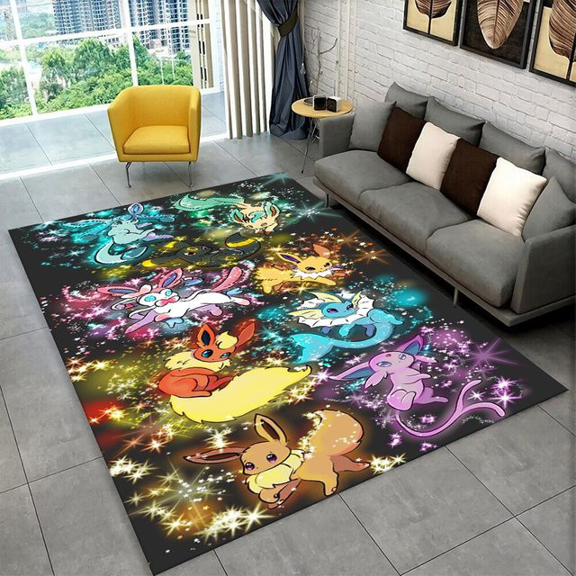 Rutschfester Pikachu Teppich von Potdemiel mit Kinder-Motiv für Kinderzimmer, Schlafzimmer oder Wohnzimmer, Mehrfarbig, Rechteckig - Bild 1
