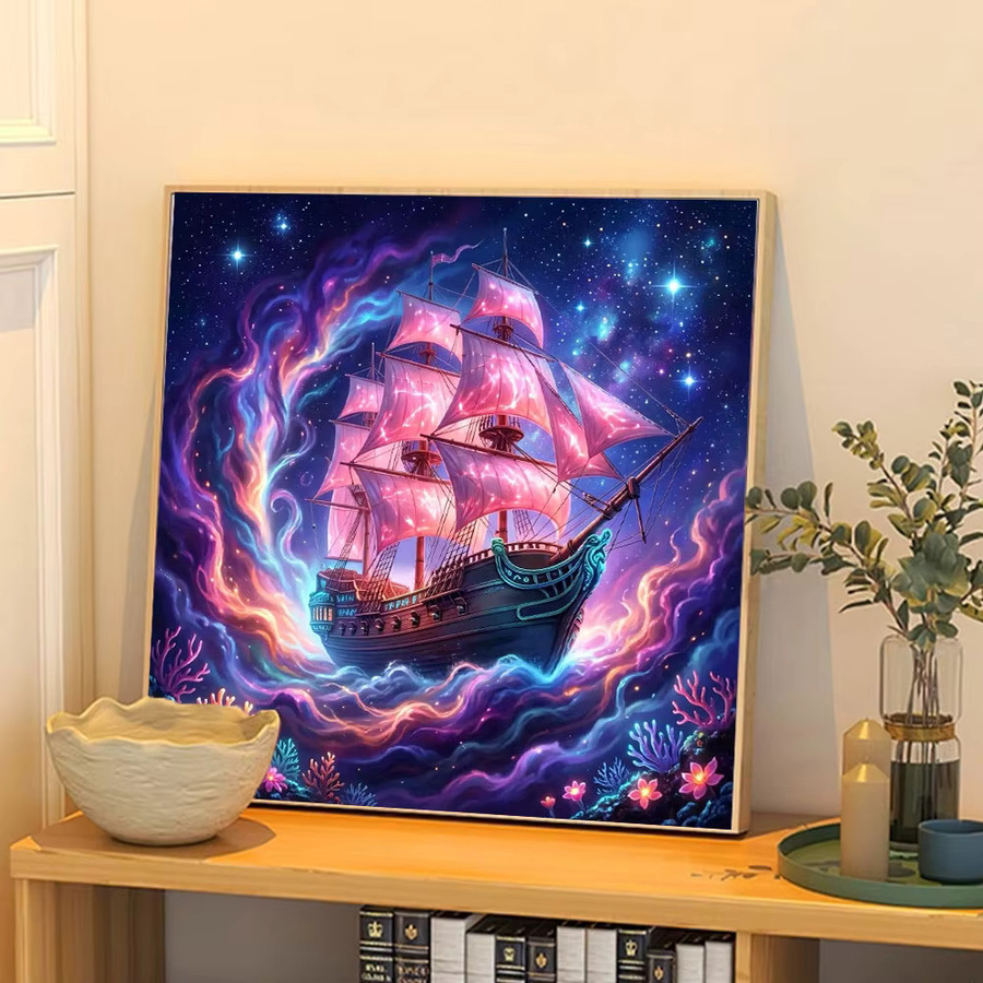 Huacan Diamond Painting Set Sternenhimmel Segelboot Landschaft Bastelset Multicolor B/H: 20 x 20 cm - Bild 3