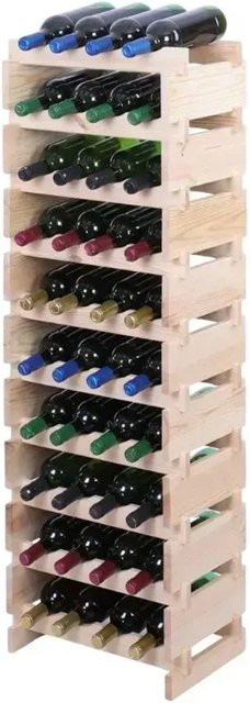 PROREGAL Weinregal VINOTECA FLEX aus massivem Kiefernholz, braun, unbehandelt, 10 Ebenen für 40 Flaschen, H x B x T: 135 x 46 x 32 cm - Bild 1