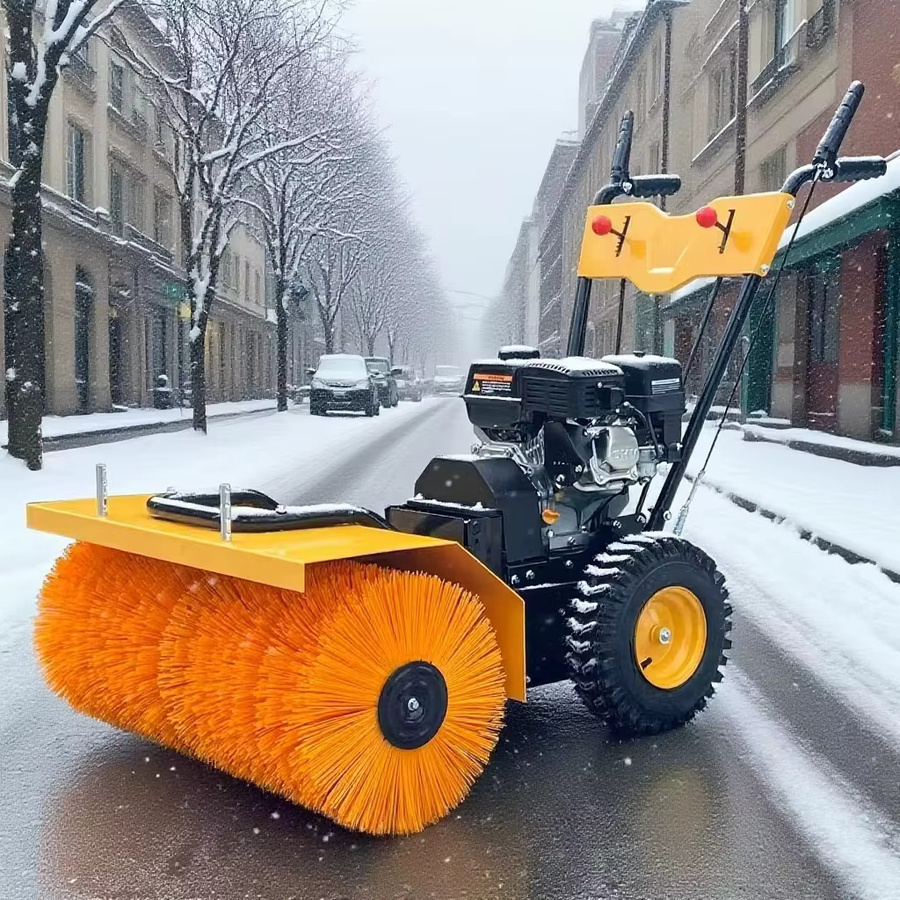Selbstbetriebene und manuelle Schneekehrmaschine in Orange für Innenhof und Garten - Bild 2
