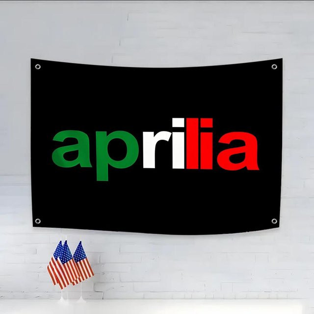 Aprilia Flags Sportliche Textilflagge in Weiß und Multicolour für Innen- und Außenbereich - Bild 1