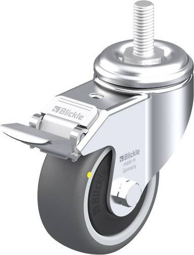 Blickle LKRA-PATH 80KF-FI-ELS-GS12 Lenkrolle mit Feststeller in Grau und Silber, Rad-Durchmesser: 80 mm, Tragfähigkeit: 100 kg - Bild 1