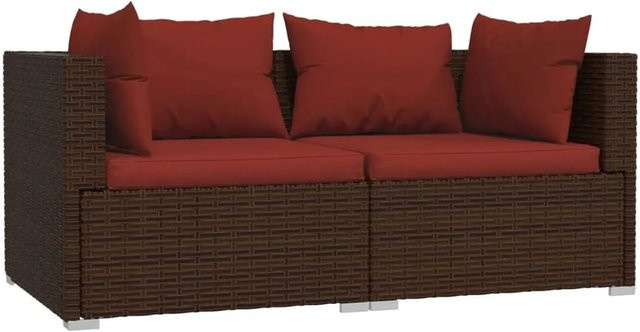 vidaXL 2-Sitzer-Sofa aus Polyrattan mit Kissen in Braun für Garten und Terrasse - Bild 1