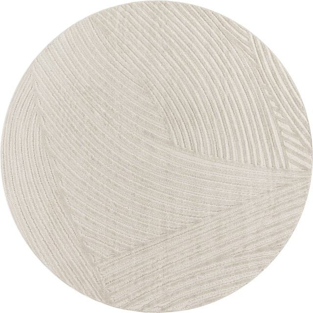 In- & Outdoor-Teppich Cotara in Creme mit Wellenmuster, rund, Durchmesser: 200 cm - Bild 1