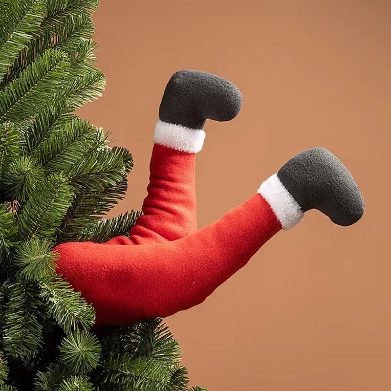 Beeinch Weihnachtsmann Beindekoration in Rot als hängendes Ornament für den Kamin und Weihnachtsbaum - Bild 6