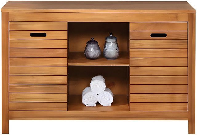 Vente-unique Waschbeckenunterschrank Pulukan aus Akazienholz in Natur Dunkel, Breite: 130 cm - Bild 1