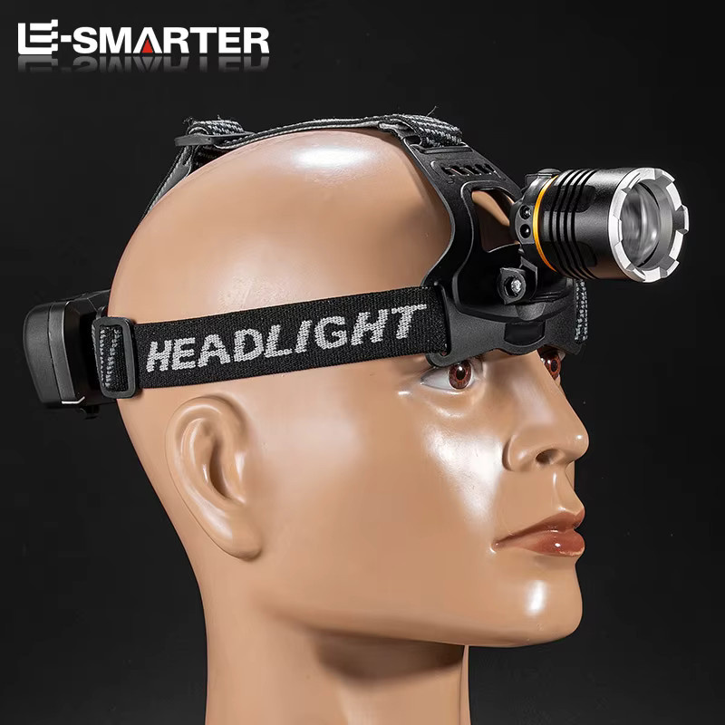 ESMARTER LED Stirnlampe mit Zoom-Funktion und Bewegungssensor, wiederaufladbare Wasserdichte Kopflampe in Schwarz - Bild 4