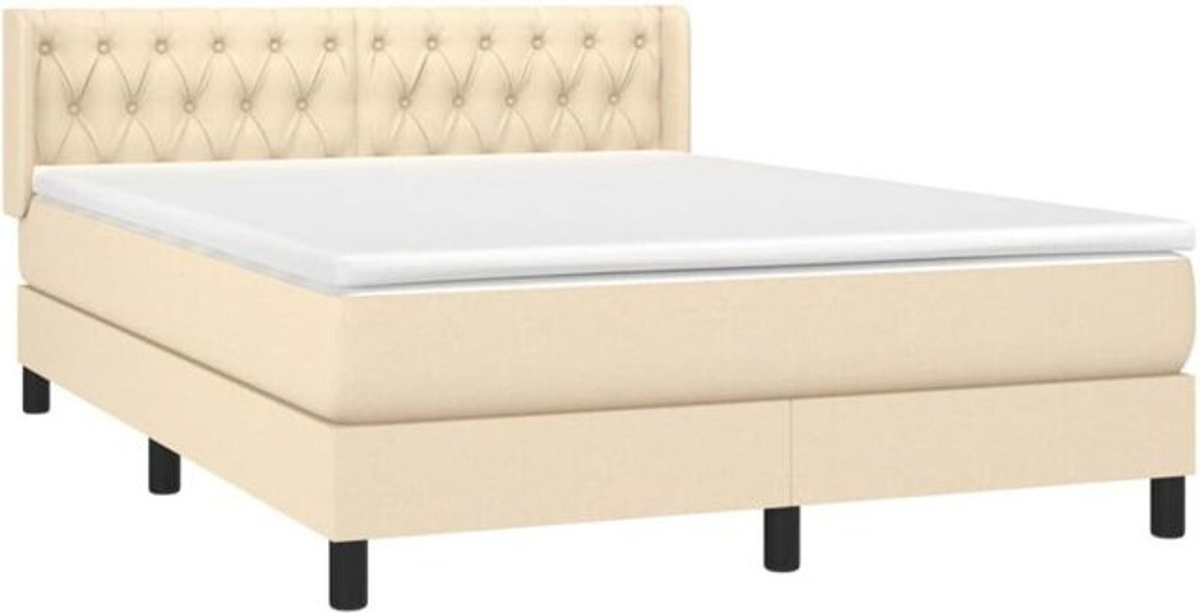 vidaxl Boxspringbett mit Matratze aus Stoff in Beige, B/T/H: 140 x 190 x 78 cm - Bild 1