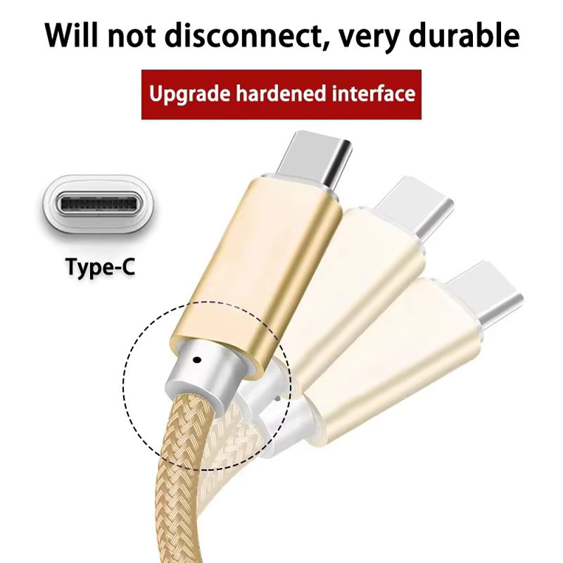 USB-A auf USB-C Ladekabel in Pink, 2,4 A Nylon geflochtenes Schnellladekabel für Android Smartphones wie Samsung, Huawei und Xiaomi - Bild 2