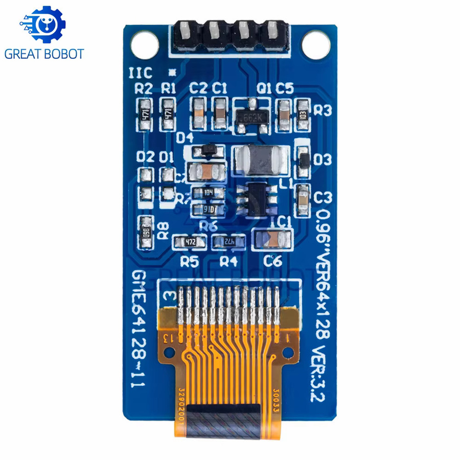 Baishundianzi OLED-Display 0,96 Zoll mit hochkontrastem LCD-Modul, Auflösung 64 x 128, SSD1107-Treiber, vertikaler Bildschirm, Farbe Blau, passend für Arduino - Bild 4