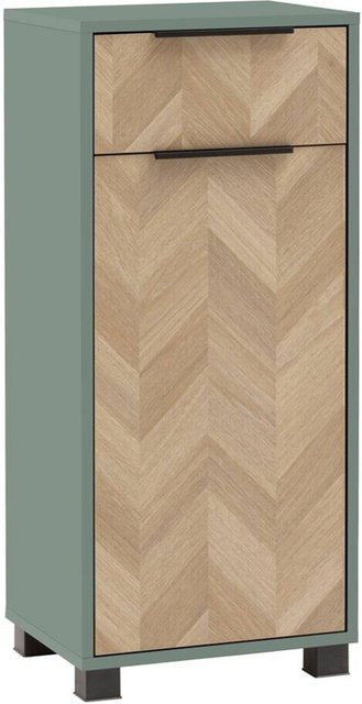 Schildmeyer Highboard Piazza in Pistazie Grün mit Fischgräten Dekor, B/H/T: 40,3 x 90,9 x 33,0 cm - Bild 3