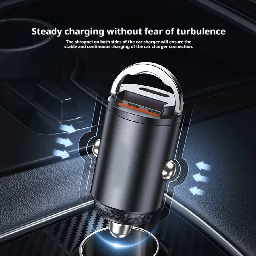 30W USB-C Auto Ladegerät mit PD und QC 3.0 für iPhone, Samsung, Xiaomi und Huawei in Schwarz - Bild 3