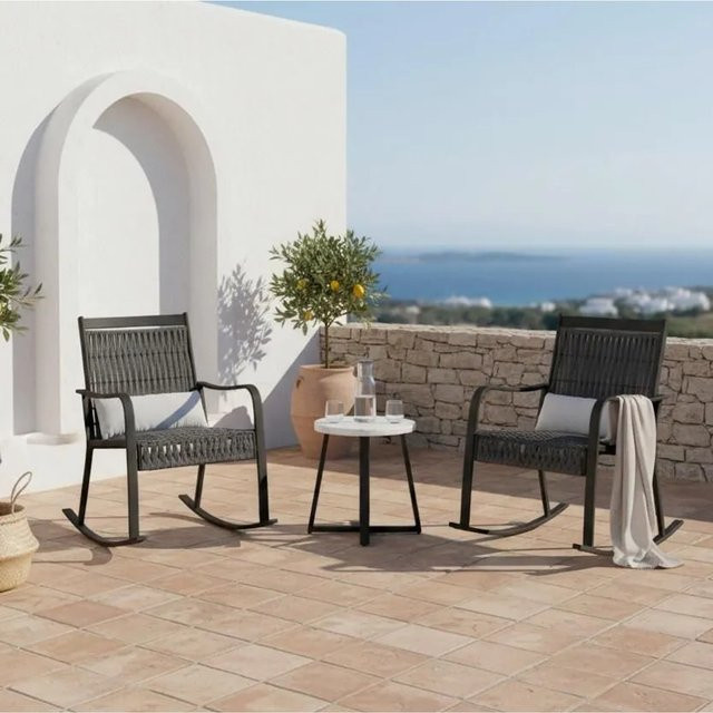 Bessagi Balkonset Mathilda Hellgrau aus Metall und Outdoorstoff inklusive Abdeckung - Bild 1