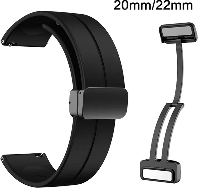 SNQP Uhrenarmband Silikon, Magnetschnalle, 20 mm, 22 mm, Unisex - Bild 1