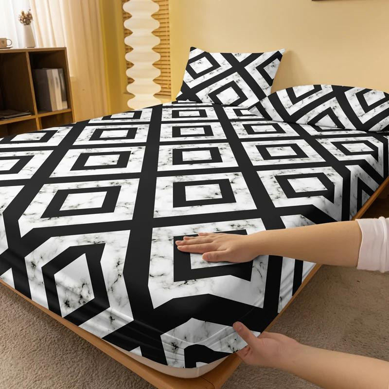Your Warm Home Tagesdecke mit geometrischem Milchglas-Design in Schwarz und Weiß, B/B: 90 x 200 cm - Bild 2