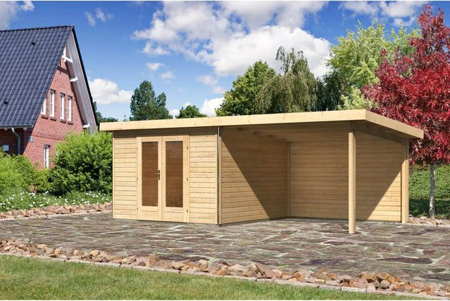 Karibu Holz-Gartenhaus Norrköping mit Pultdach in Braun, B/T: 305 x 305 cm - Bild 1