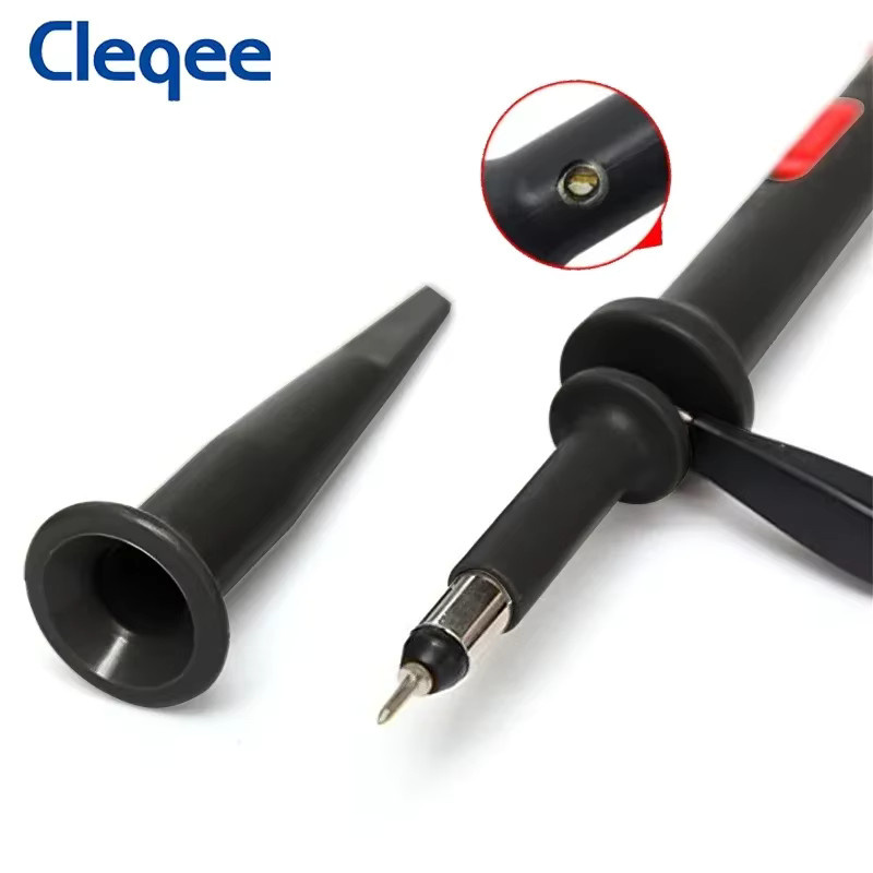 Cleqee P7300 Oszilloskop-Sonde mit BNC-Stecker und Schutzkappe, 300MHz, X1/X10, Schwarz - Bild 1