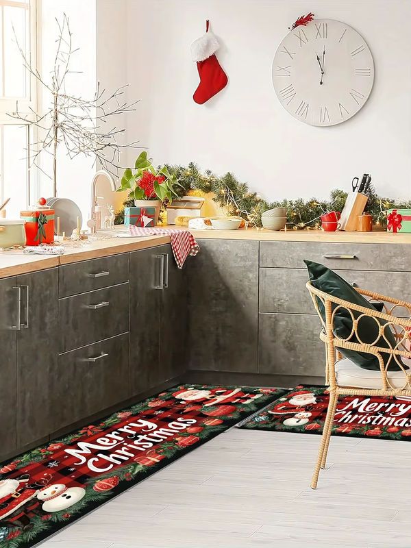 Vikama Weihnachtsmann-Teppich in Multicolor, wasserdichter Teppich für Wohnzimmer und Küche als Weihnachtsdekoration - Bild 7