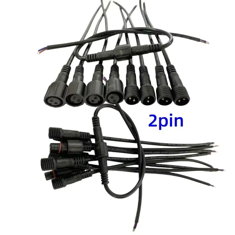 SAGE LU MEI Wasserdichte LED-Stecker auf Buchse mit Kabel, 2-polig bis 5-polig, Farbe: Schwarz, Kabellänge: 40 cm - Bild 1