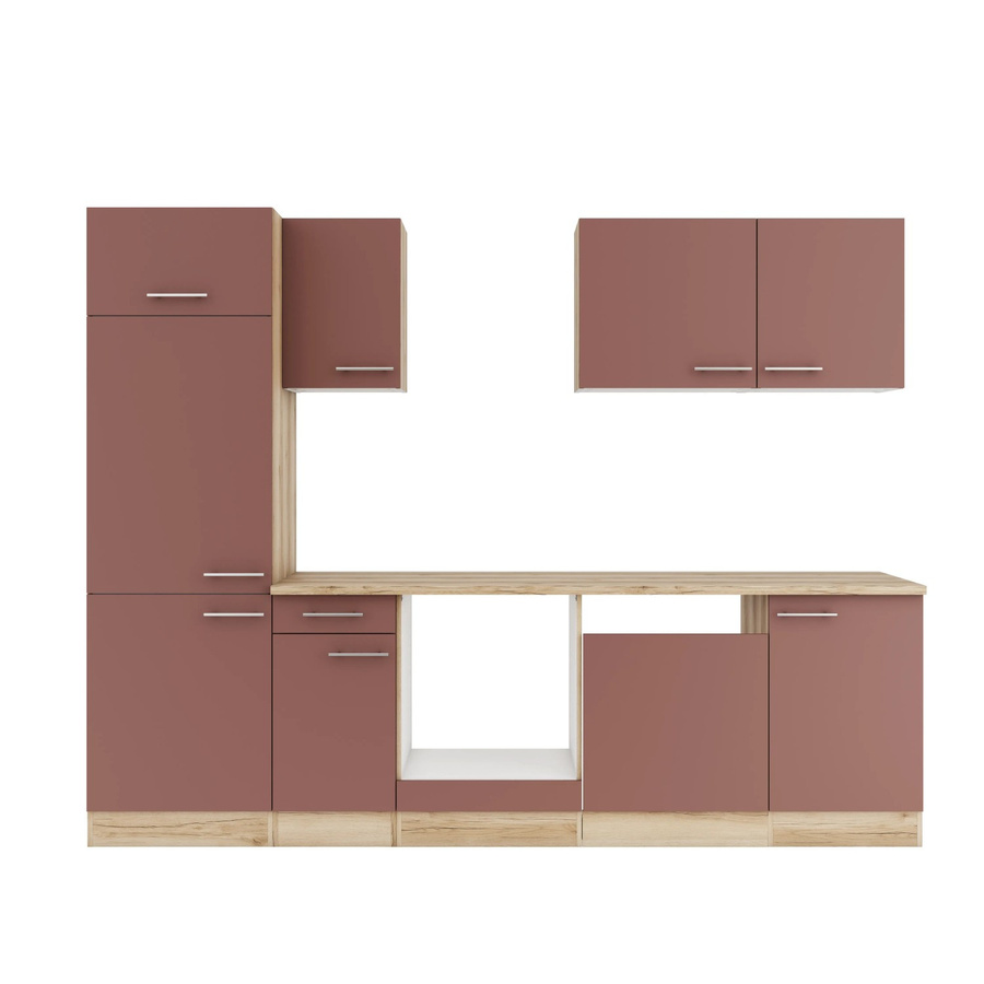 OPTIFIT Bari407 Küchenzeile in Rostrot mit modernem Design und melaminbeschichteten Qualitätsspanplatten, Breite: 270 cm - Bild 2