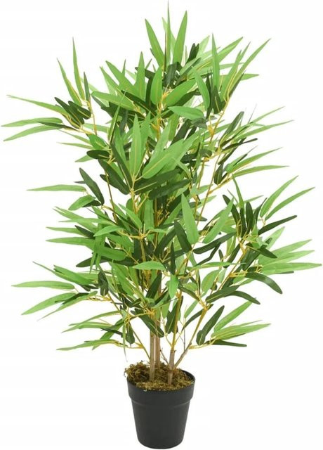 Künstlicher Bambusbaum von furnicato in Grün mit Topf, Höhe: 80 cm - Bild 1