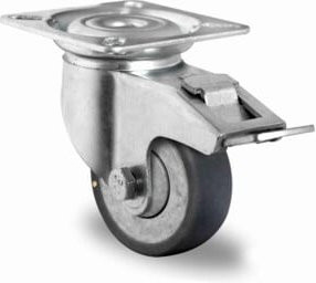 CASCOO Lenkrolle Serie P2T2 mit Totalfeststeller und Gleitlager, antistatisch, Durchmesser: 50 mm, Farbe: Silber/Grau - Bild 1
