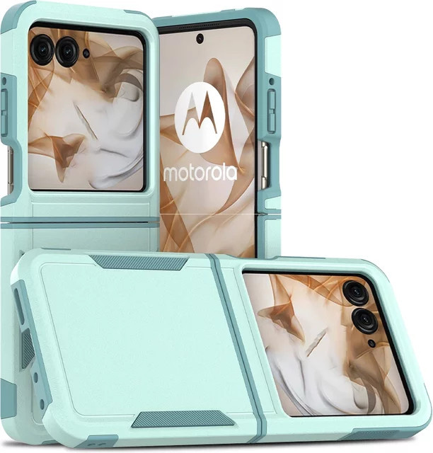 Stoßfeste Silikon-Handyhülle mit Hartschale für Motorola Moto Razr 50 und Razr 2024 in Green und Turquoise - Bild 1