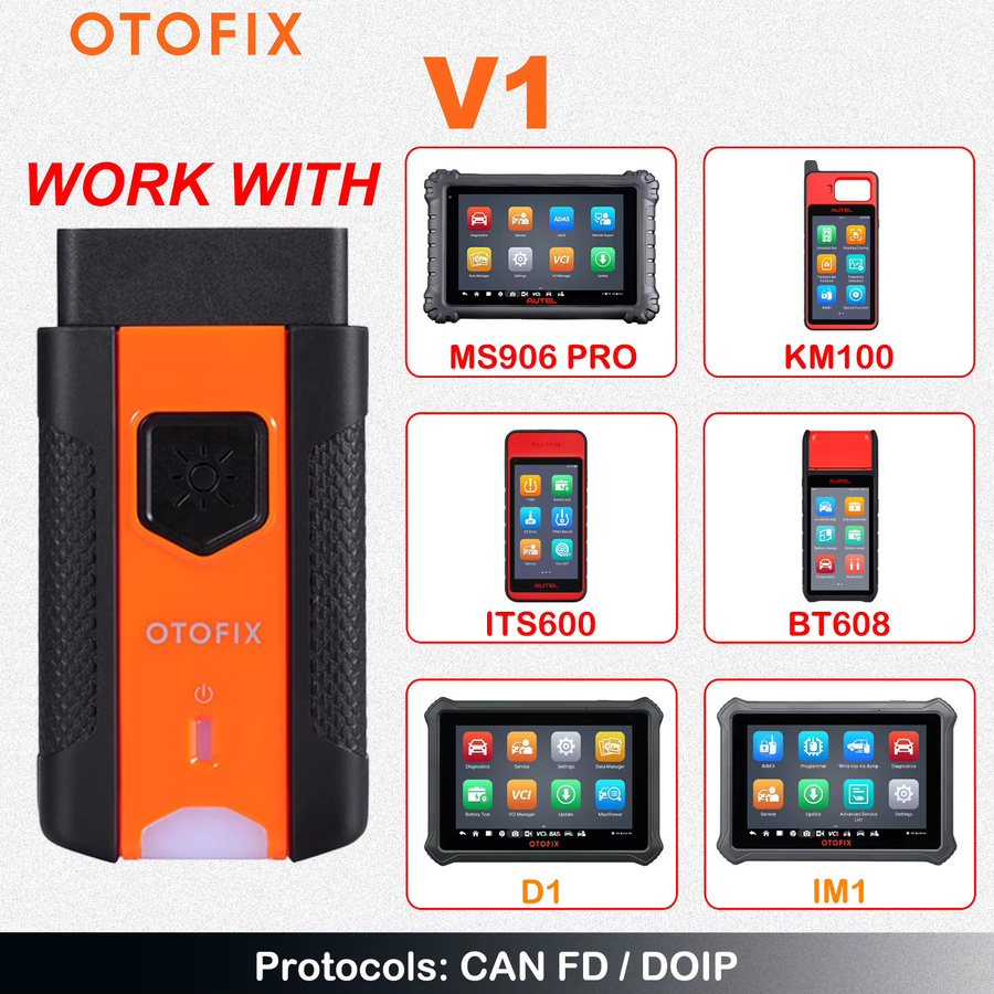 OTOFIX VCI V1 Bluetooth-Connector Fahrzeug-Verbindungsschnittstelle in Orange für D1 Lite, D1 MAX, IM1, BT1 sowie Autel MS906 PRO und KM100 BT609 - Bild 2