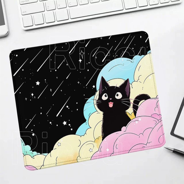 Riccu Kawaii Mauspad mit niedlichen Wolkenkatzen in Multicolour für Gaming und Büro - Bild 1