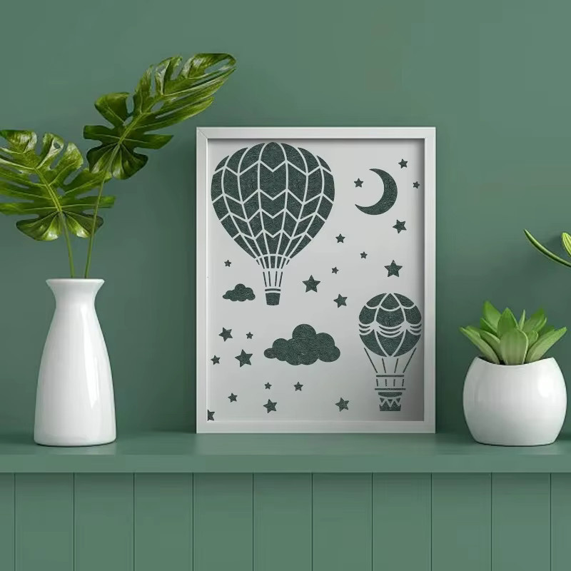 Wiederverwendbare Heißluftballon Schablone aus Kunststoff für DIY Handwerk und Wandmalerei, B/B: 30 x 30 cm - Bild 3