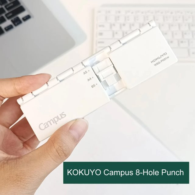 Kokuyo Campus 8-Loch Locher in Weiß für A5, B5 und A4 Papier - Bild 1