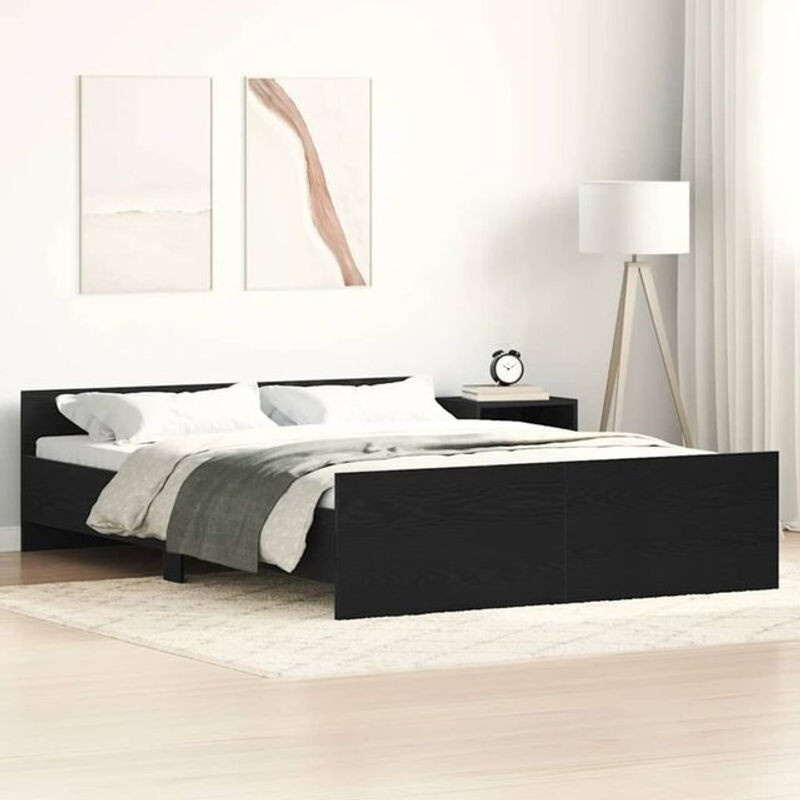Bettgestell ohne Matratze von Vidaxl in Schwarz und Eichen-Optik, B/T/H: 140 x 190 cm - Bild 1