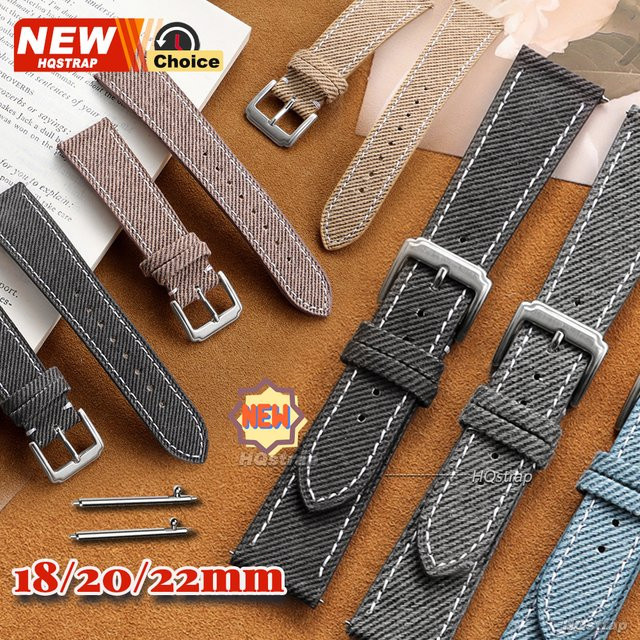 HQstrap Uhrenarmband Leder, Denim-Stil, Schwarz, Unisex - Bild 1